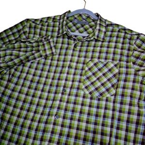 REI Co-Op Shirt‎ Men's XL Olive Green Plaid Long Sleeve Button Down, EUC